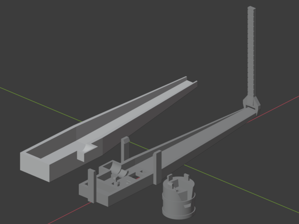 Die 3D-Modelle des Schleifkontaktkerns und des Gehäuses aus Blender abfotografiert.